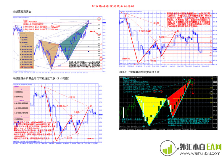 新版蝴蝶形态高级版提前预测D点位置,外汇原油白银黄金MT4指标系统。